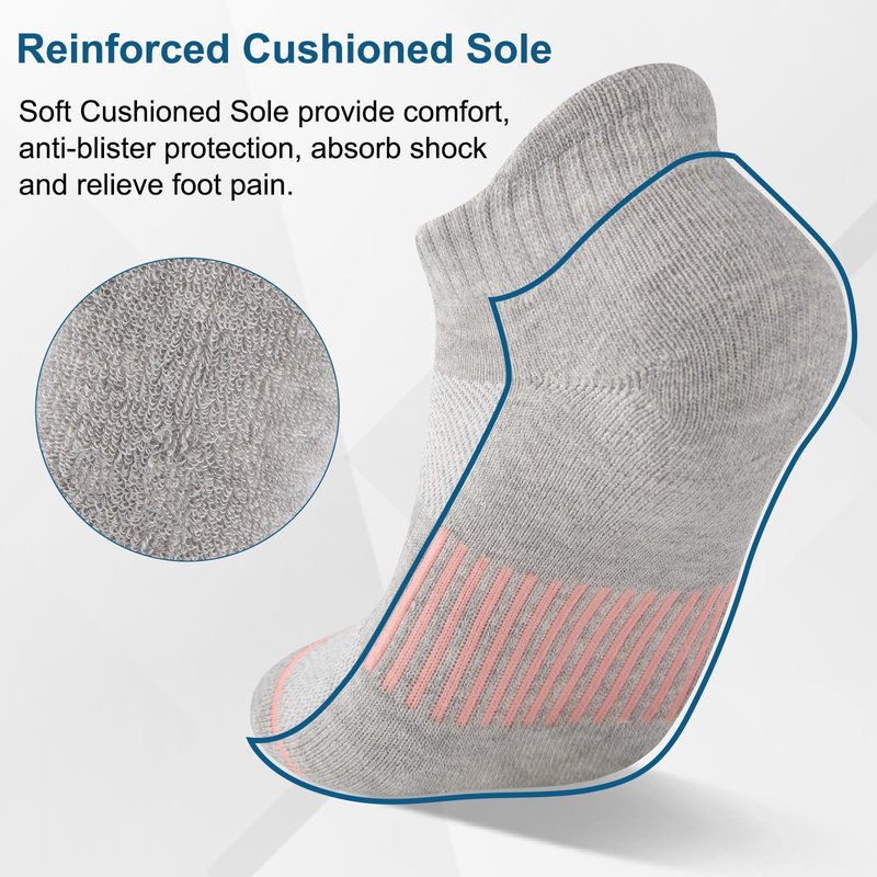 Heatuff 7 Pairs Womens Ankle Socks Athletic Cushioned Anti-Blister Running Low Cut Socks with Tab