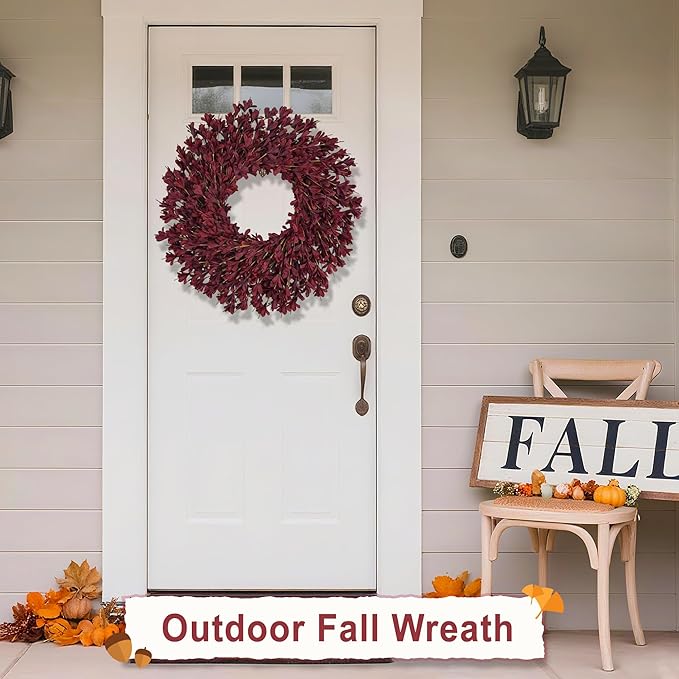 26 Inch Fall Wreaths for Front Door Outside，Realistic Autumn Wreath Outdoor，Large Halloween Thanksgiving Artificial Flowers Wreath，Fall Decorations for Home Harvest Porch Yard Mantle Fireplace Decor