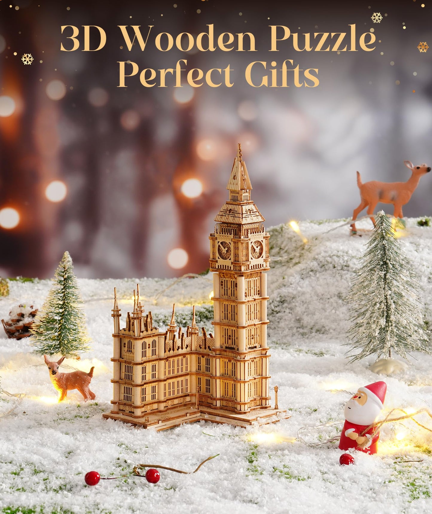 ROWOOD 3D Wooden Puzzle Big Ben Model Kit for Adults to build, DIY Wooden Model Building Construction Craft Kits, Ideal as Christmas And Birthday Gift