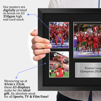 HWC Trading Liverpool 2025 Champions Gift Premier League Season 24-25 Winners Printed Memorabilia Signed Autograph Photograph Display for Football Fans and Supporters - A3 Framed