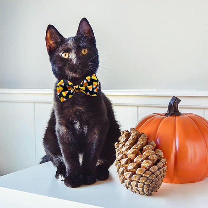 2 Pack Halloween Cat Collar with Bell, Holiday Jack-O-Lantern and Candycorn Collar for Kitty Kitten Male Female Cats (Jack-O-Lantern/Candycorn)