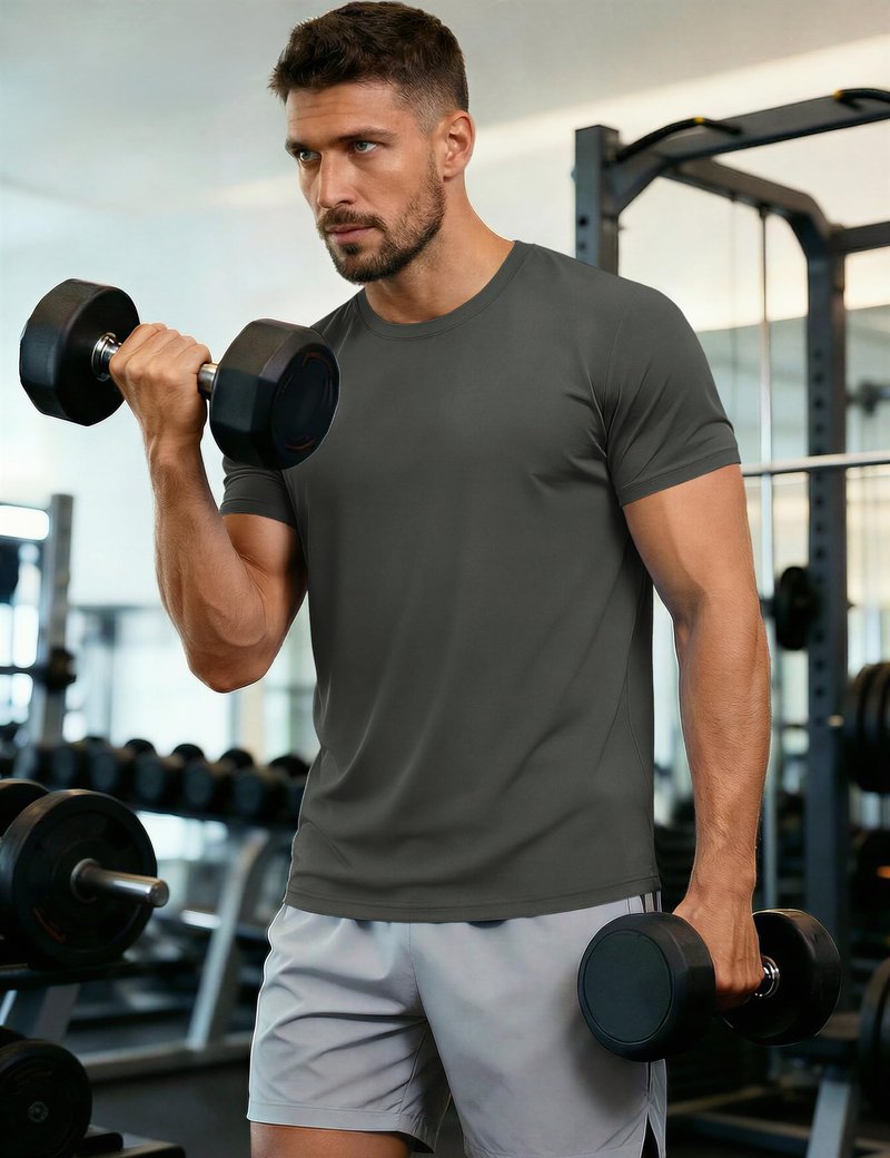 Mens Running Shirts Short Sleeve T-Shirt UPF 50+ Moisture Wicking Hiking Shirts Dry Fit Tee Shirts Outdoor Shirts for Men Dark Grey