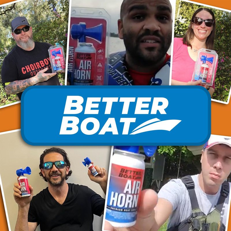 Air Horn 1.4 oz 120 dB, Compact Emergency Signal Horn for Boating Safety Walking Camping, Handheld Fog Horn Heard 1/2 Mile, Made in USA - Better Boat