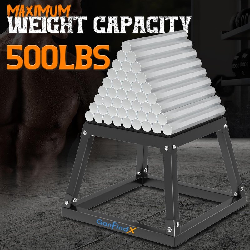 Plyometric Jump Box Set - Heavy Duty Steel Plyo Box for Home Gym | 12/18/24 Inch Anti-Slip Platform