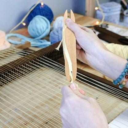 7 Piece Wood Hand Loom Stick Set - Include 5 Wooden Weaving Needles, Shuttles, Stick & Comb for Knitted Crafts DIY
