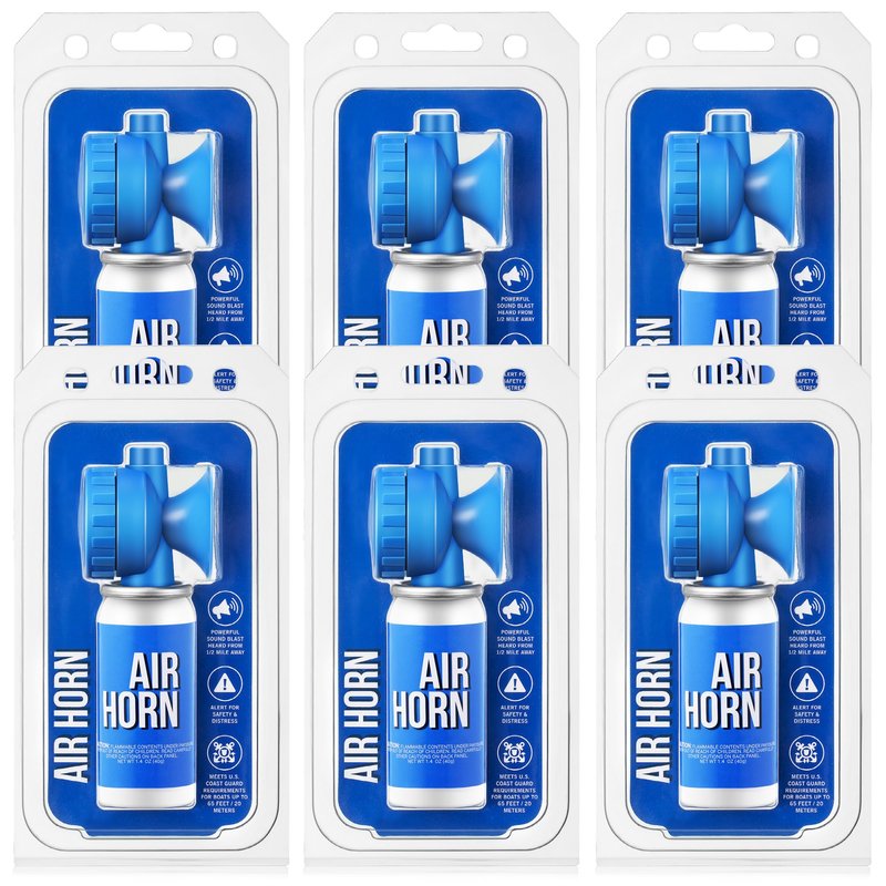 Saillong 6 Pack 1.4oz Marine Boat Air Horn, Loud Air Horns for Safety, Mini Small Blow Fog Bear Horn, Meet Coast Guard, Emergency Use for Marine Boating Sporting Events Outdoor Alarm