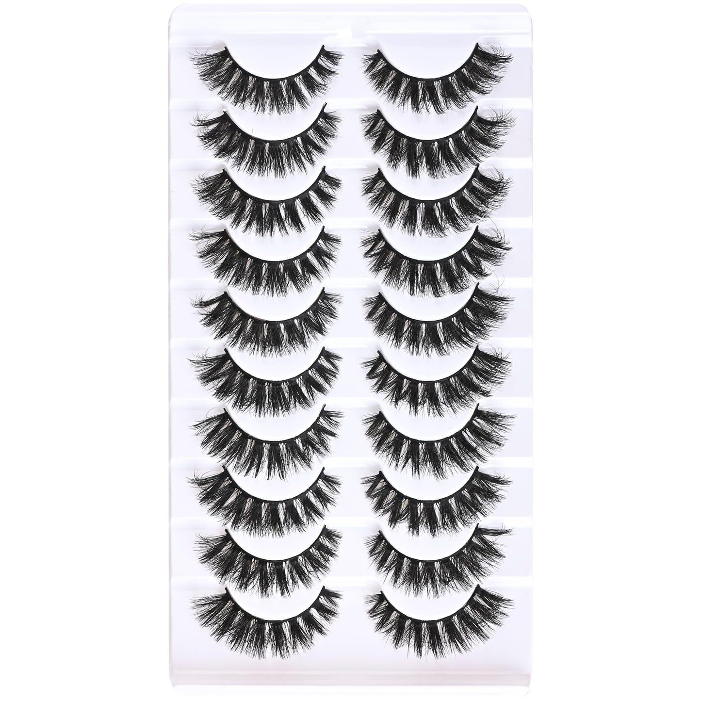 FARRED Mink Lashes Short Fluffy Eyelashes Wispy Natural Eyelash Pack Full Volume Lash Strips 10 Pairs Wispies Fake Strip Lashes Natural Look False Eye Lash Russian Looking for Everyday Makeup