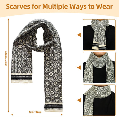 Winter Beanie Hat Long Scarf and Touchscreen Gloves for Women Fleece Lined Skull Cap Neck Scarves for Men 3Pcs
