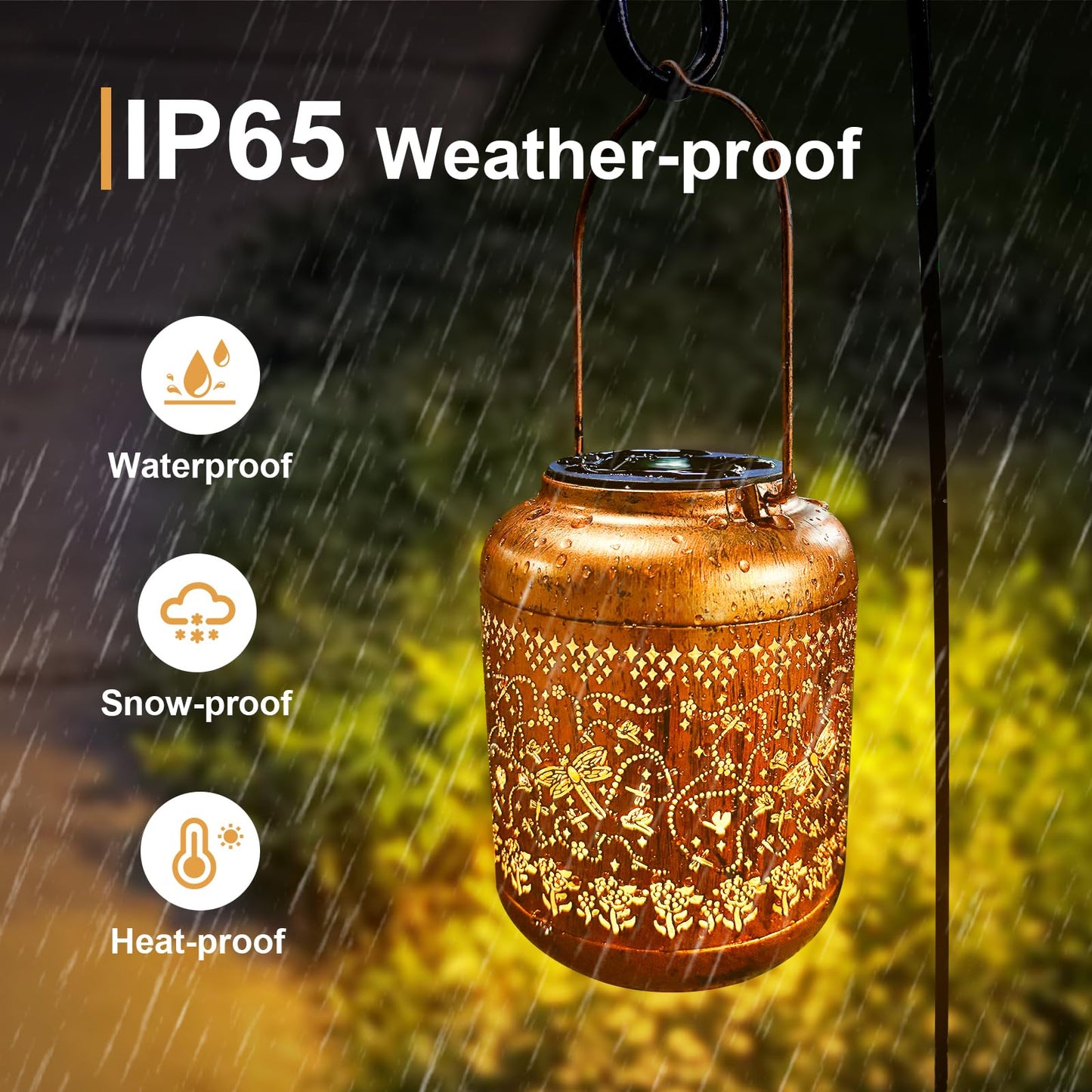 Dragonfly Solar Lanterns Outdoor Waterproof Dragonfly Birthday Gifts for for Women Mom Grandma, Hanging Solar Lights Garden Decoration Outside for Yard, Patio,Pathway Landscape