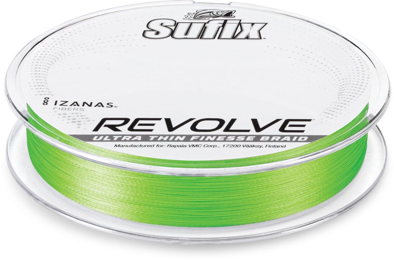 Sufix Revolve Braided Fishing Line, High-Performance Braid with Smooth Casting and Durability, Neon Lime, 12 lb
