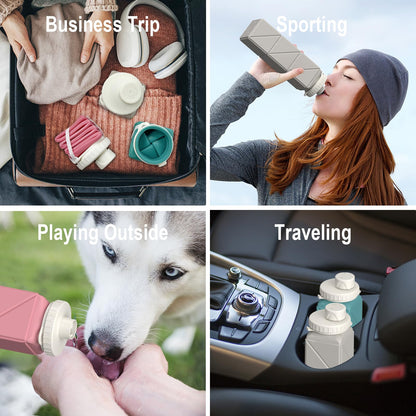 BEAUTAIL Collapsible Water Bottles 20.6oz, Silicone Foldable Portable Travel Water Bottle, Lightweight Reusable Leakproof for Traveling Camping Hiking Cycling Yoga Sports Outdoor, 1 Pack (Blue)