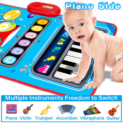 Baby Toys for 1 Year Old: Baby Musical Mat Toddler Toys Age 1-2 - 2 in 1 Piano Drum Babies Play Mat - Infant Music Toy 12-18 Months Babies Birthday Valentines Gifts for 1 2 3 Year Old Boys Girls