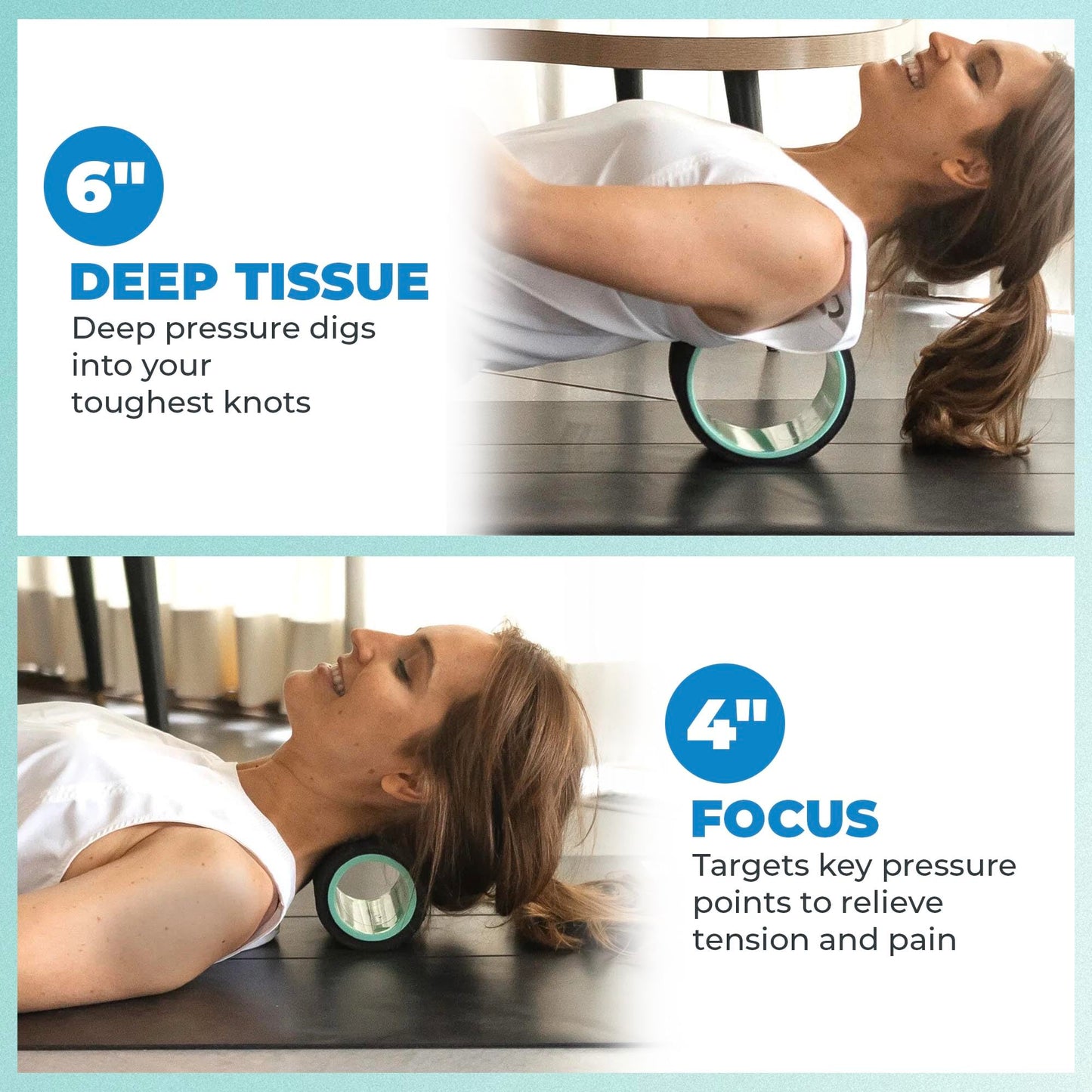 Chirp Wheel Foam Roller - Targeted Back & Neck Pain Relief, Muscle Massage, Trigger Point Therapy, High-Density Foam Tool for Physical Therapy, Stretching & Exercise, 500lbs Capacity, 2-Pack Mint