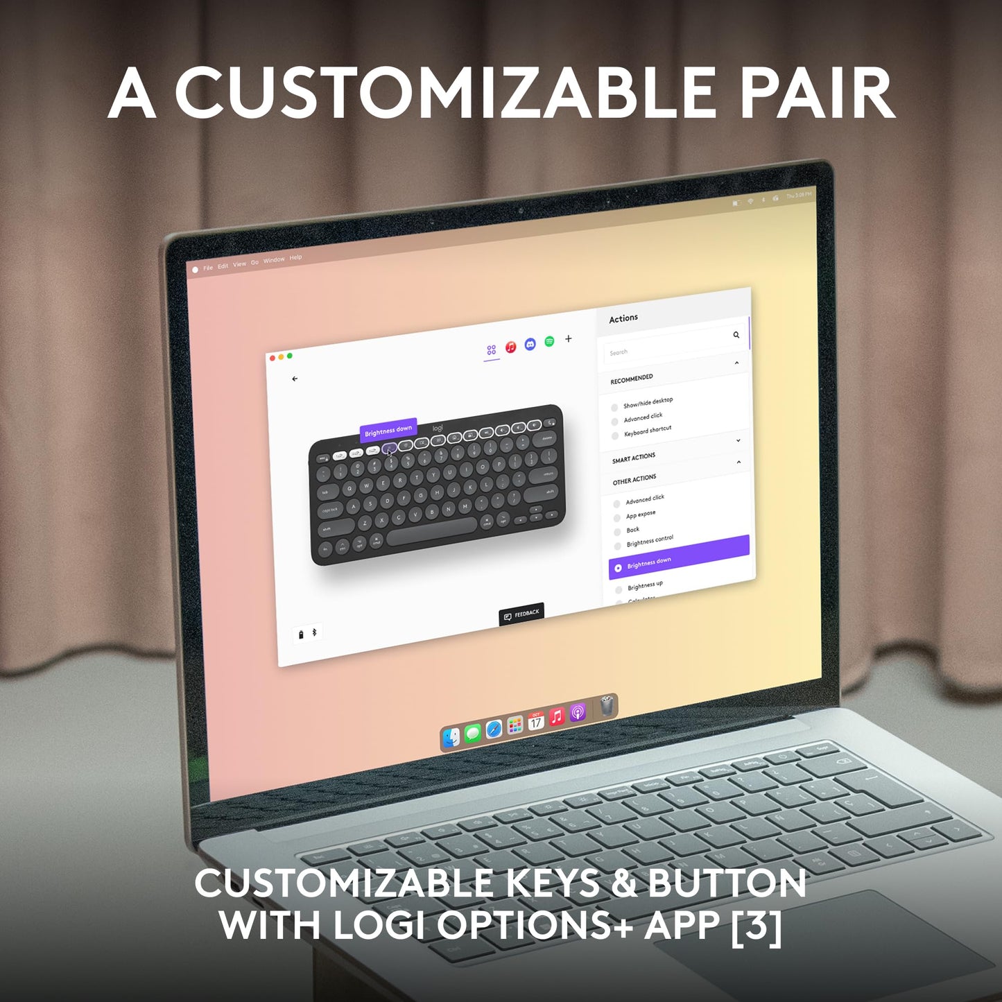 Logitech Pebble Keys 2 K380s, Multi-Device Bluetooth Wireless Keyboard with Customizable Shortcuts, Slim and Portable, Easy-Switch for Windows, macOS, iPadOS, Android, Chrome OS - Tonal Graphite