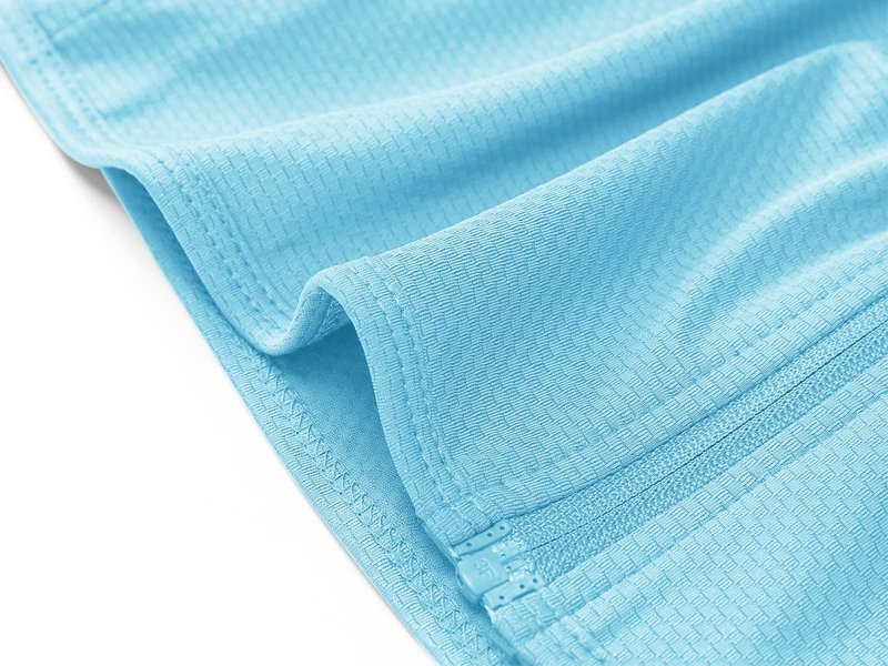MAGCOMSEN Zip Up Lightweight Jacket for Women Sun Protection Athletic Shirts Long Sleeve Workout Jacket Light Blue M