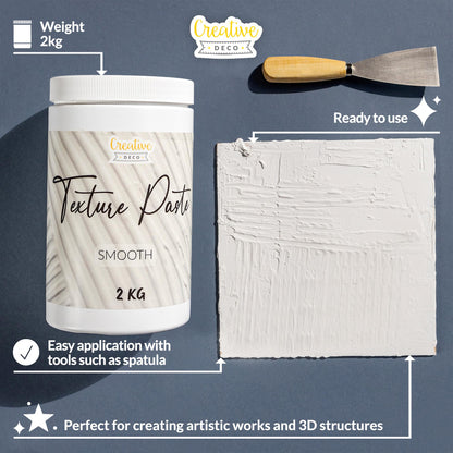 Creative Deco Modelling Paste Smooth Paste | 2 kg | White Paste | Texture Paste Acrylic Paint Structural Paste Medium for Art Project, DIY, 3D Effect, Structure, Texture