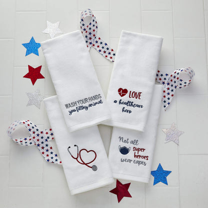 SKL Home Not All Heroes Hand Towel (2-Pack), White 2 Count