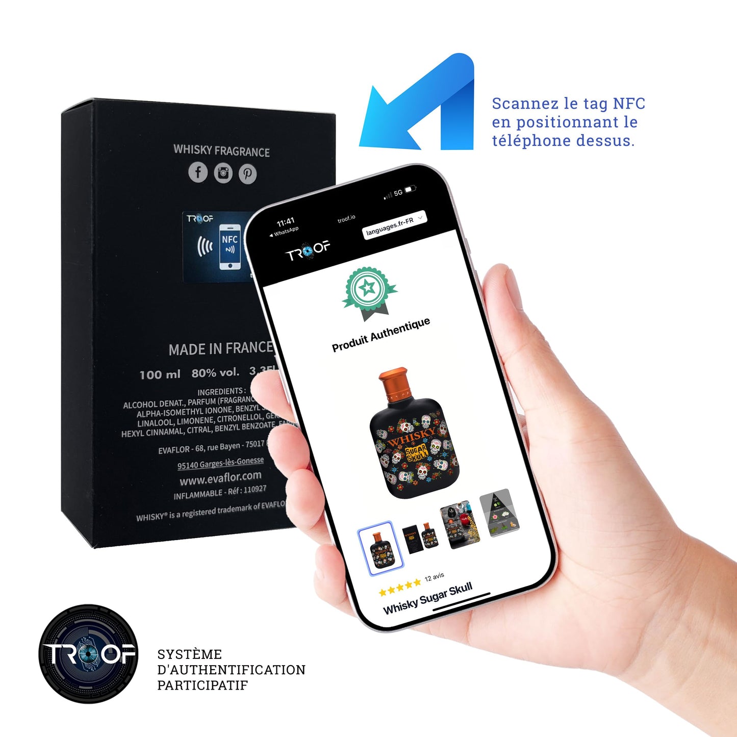 EVAFLORPARIS WHISKY SUGAR SKULL Eau de Toilette for Men – Bold Fragrance with Bergamot, Rose and Amber Notes – Inspired by Day of the Dead – Iconic Skull Bottle – Made in France – 3.4 Fl Oz