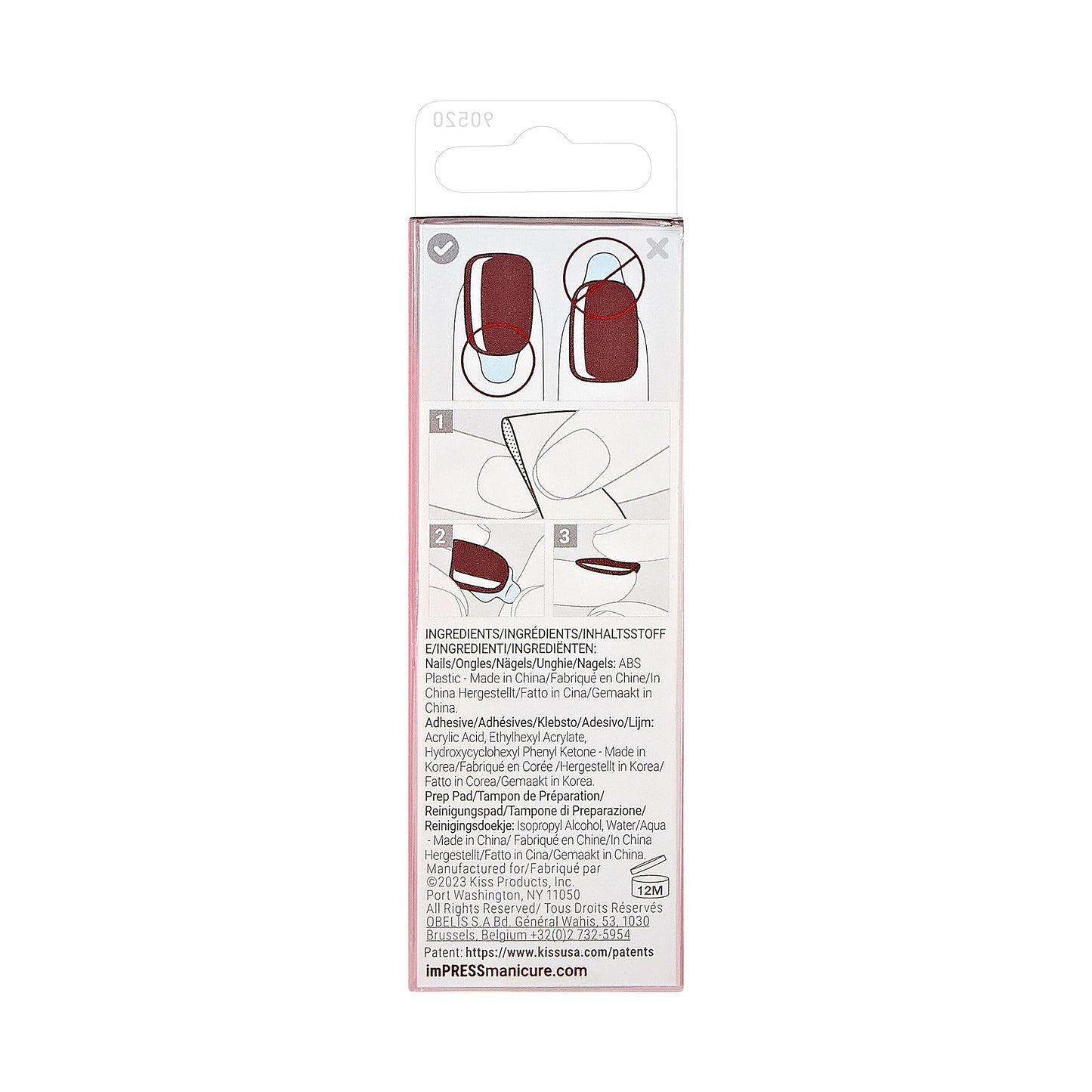 KISS imPRESS Color Press-On Manicure Halloween, Solid Red, Short Length, Square Shape, PureFit Technology, Chip Proof, Smudge Proof, Waterproof, Nail File, Manicure Stick & 30 Fake Nails
