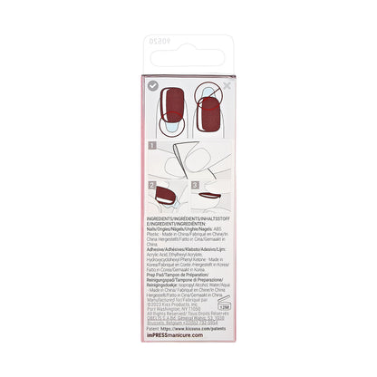 KISS imPRESS Color Press-On Manicure Halloween, Solid Red, Short Length, Square Shape, PureFit Technology, Chip Proof, Smudge Proof, Waterproof, Nail File, Manicure Stick & 30 Fake Nails