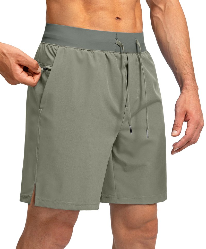 Men's Running Shorts with Zipper Pockets 7 Inch Lightweight Quick Dry Gym Athletic Workout Shorts for Men (Green Sage, 2XS)
