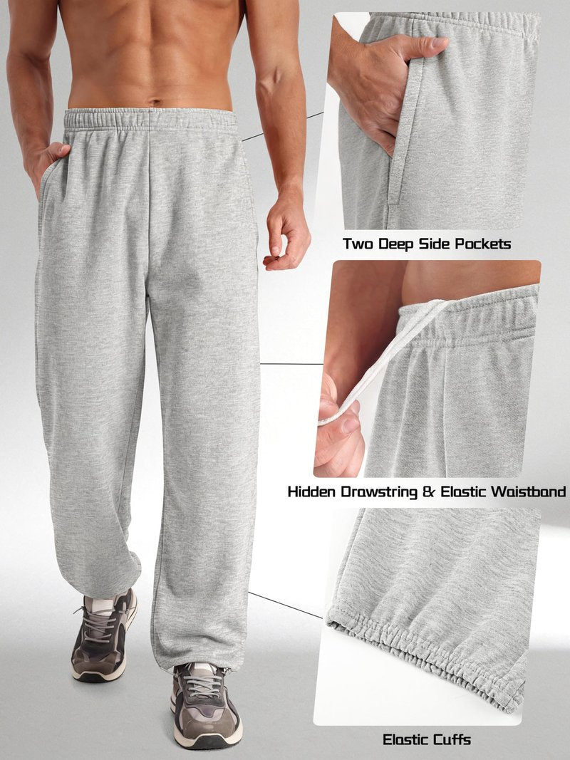 Aocku 4 Pack Mens Sweatpants Athletic Mens Joggers Sweat Pants with Pockets Drawstring Workout Gym Pants, Color A L