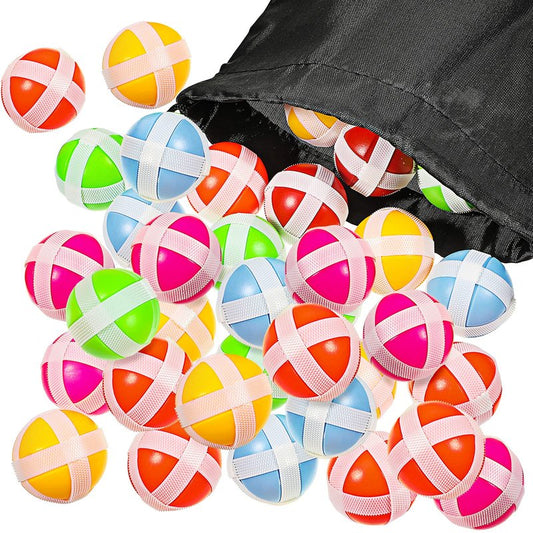 Sumind 60 Pieces Sticky Balls for Fabric Dart Board, Dart Hook and Loop Balls, Safe Game Toy Game Accessories with Storage Bag for Adults and Teens Indoor Outdoor Party 6 Colors