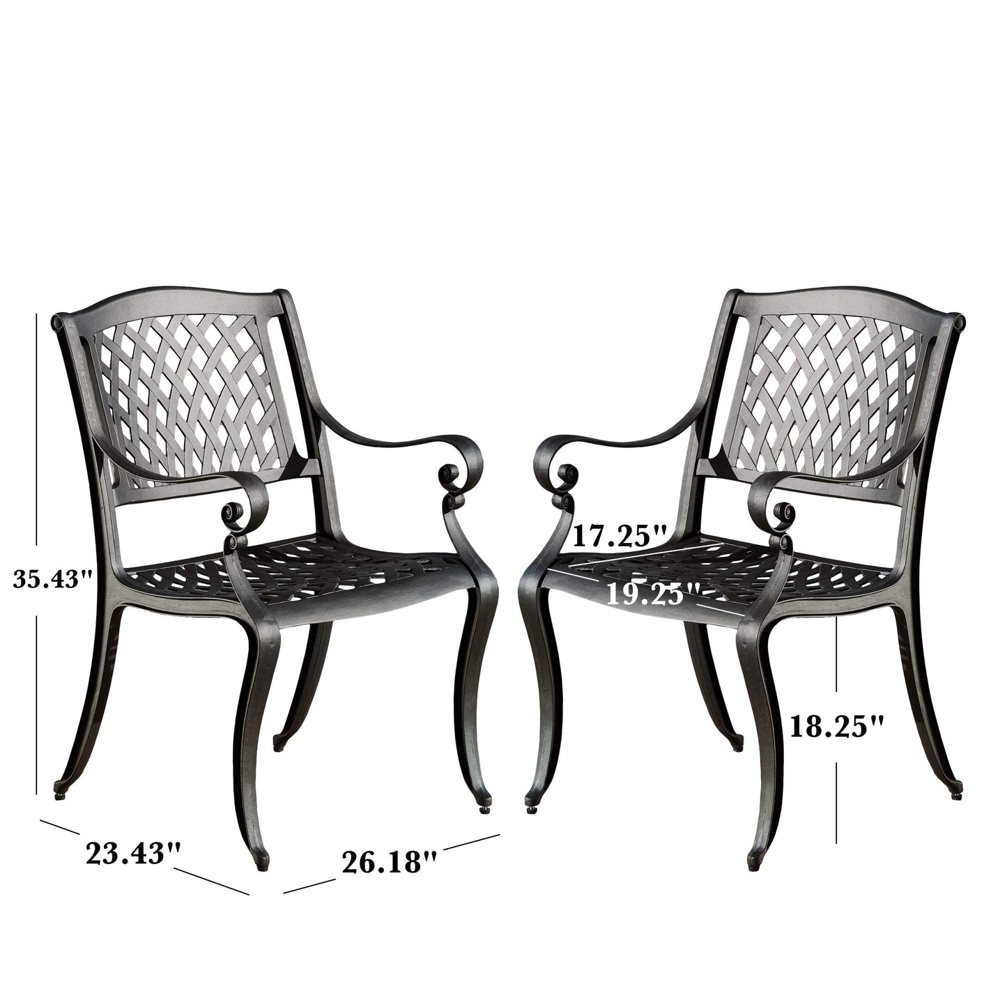 Christopher Knight Home Hallandale Outdoor Cast Aluminum Chairs, 2-Pcs Set, Antique Matte Black