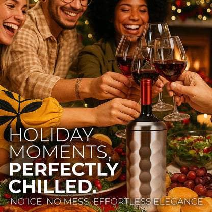 Premium Wine Chiller - 750ml Stainless Steel Bottle Cooler, Double-Walled & Vacuum Insulated - Keeps Wine Cold for 6+ Hours - Perfect Christmas Gift for Wine Lovers – Fits Most Champagne Bottles