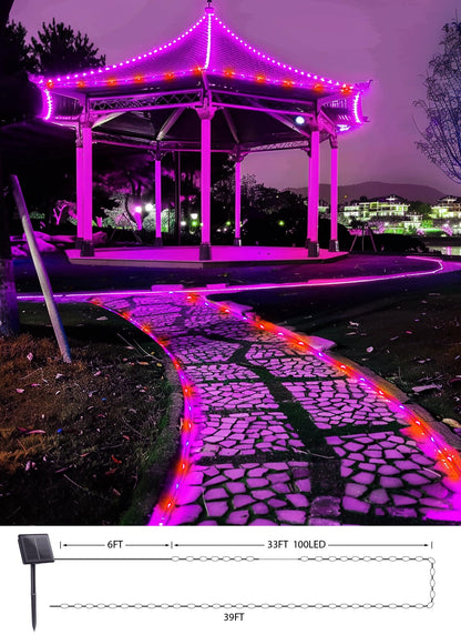 Brightown Solar Halloween Lights Outdoor, 39FT 100 LED String Lights With 8 Modes, Decoration Outdoor, Waterproof Solar String Lights for Outside Tree Yard Party, Orange & Purple