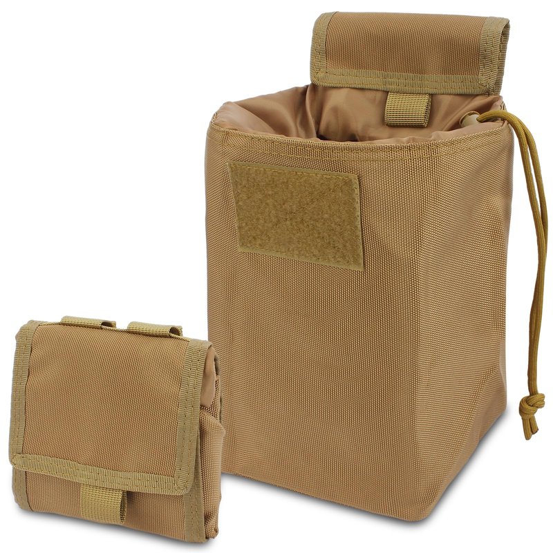 AIKATE Tactical Molle Dump Pouch, Roll-Up Drawstring Magazine Utility Pouch, Folding Dump Bag (Khaki)