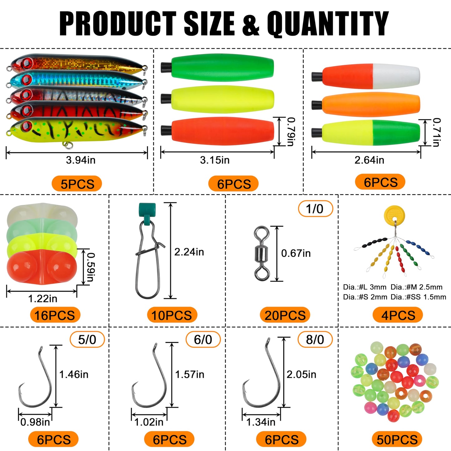SILANON Catfish Rig Tackle Making Kit,135pcs Catfishing Tackle Accessories with Catfish Floats Catfish Hooks Swivels Fishing Rattles Bells Beads Bobber Stoppers Catfishing Gear Equipment