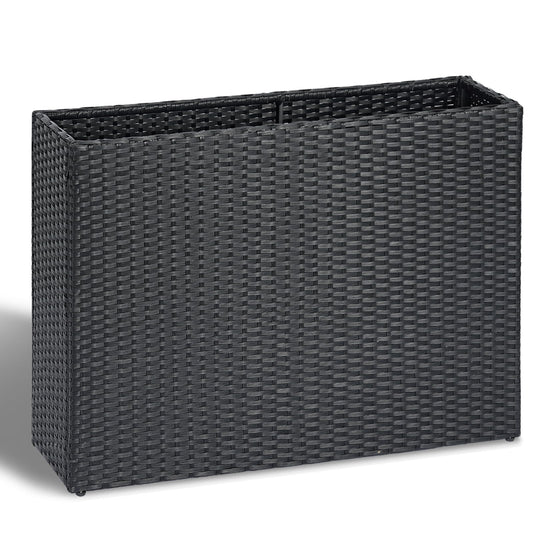 SUNNYPARK Black Rectangular Planter Box All-Weather PE Rattan Large Modern Planters with Removable Liner Indoor Outdoor Decorative Flower Pot for Patio, Balcony, Garden
