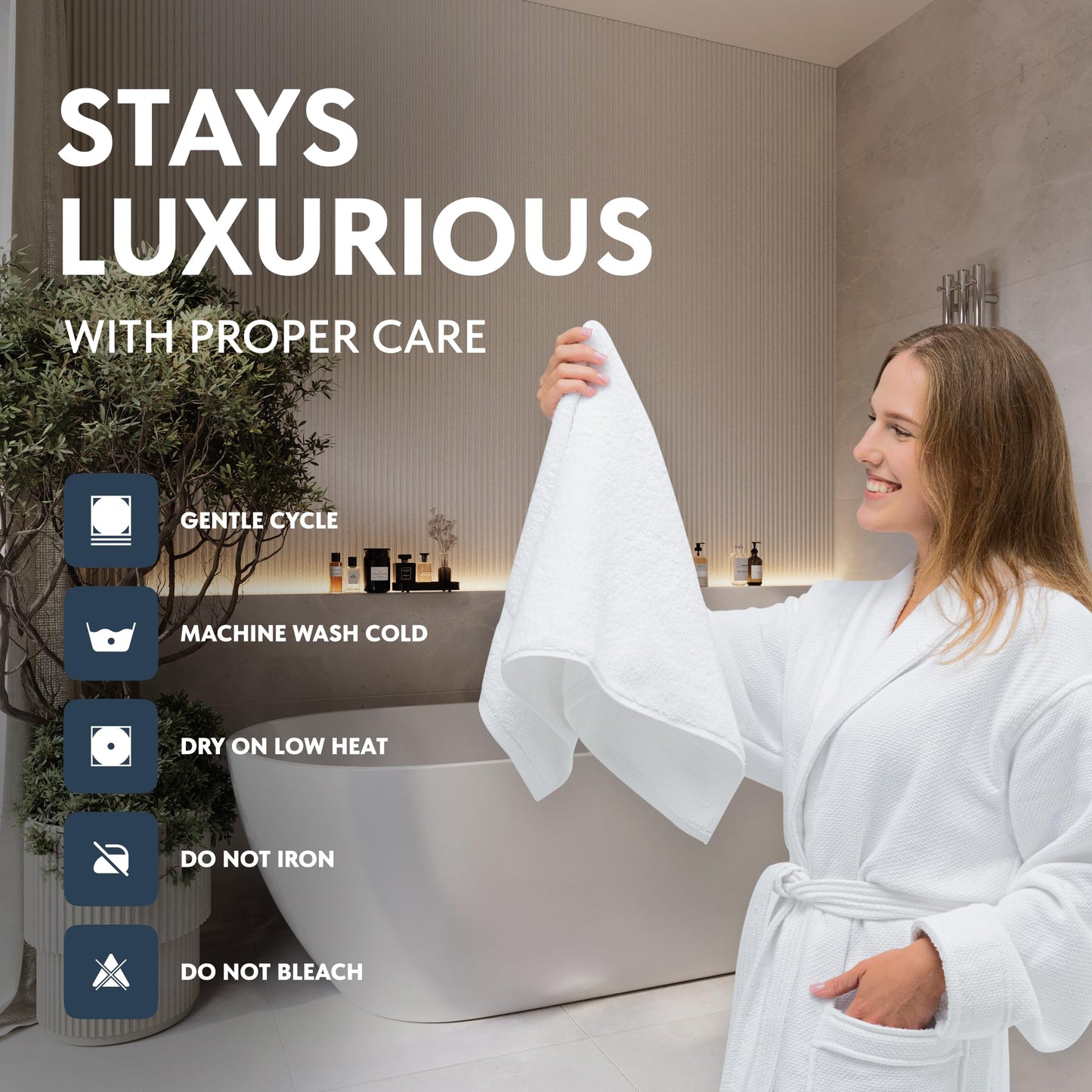 White Classic Luxury White Hand Towels, 100% Cotton Bathroom Hand Cloths Set of 6, Hotel Towels Extra 40x76 cm, Quality Towels Bathroom Sets for Hands | White, 6 Pack