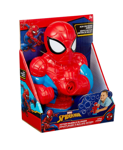 Little Kids Marvel Spider-Man Action Bubble Blower Machine, Includes Bubble Solution, Multi