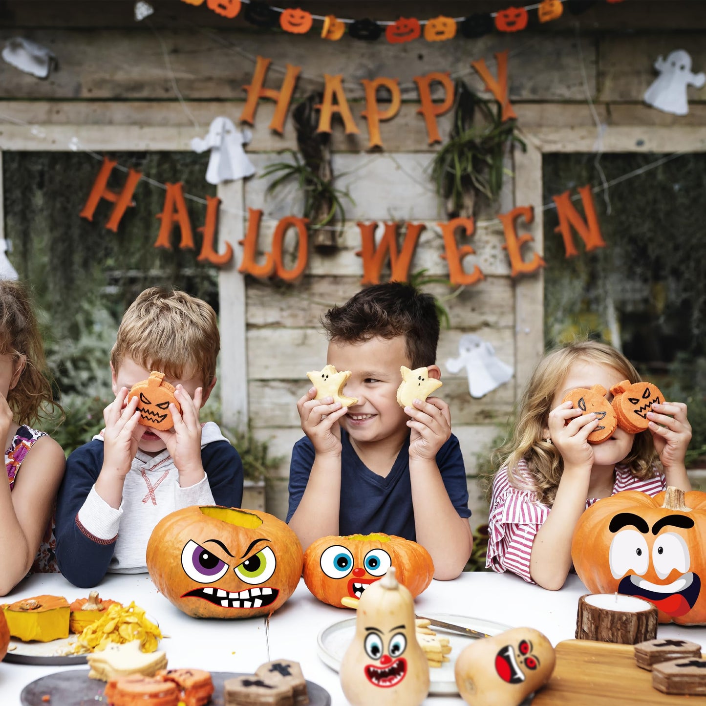 OHOME Halloween Party Favors - 36 Pack DIY Pumpkin Face Stickers for Kids - Halloween Games Toys Gifts Crafts Treats Accessories - Trick-or-Treat Pumpkin Decorations Activities Party Supplies