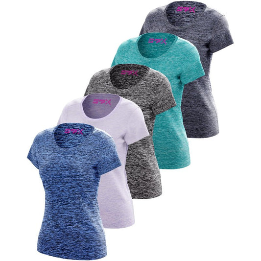 SPXTREME [5 Pack Workout Tops for Women Short Sleeve Crewneck Dry-Fit Moisture-Wicking Women's Activewear T-Shirts for Gym Yoga Running, Plus Sizes S–4XL
