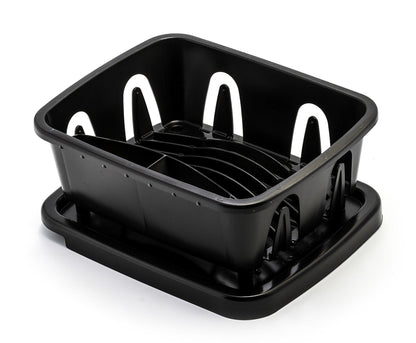 Camco Mini Dish Drainer and Tray - Fits RV Sinks and Small Counter Spaces - Durable Heavy-Duty Construction - Black (43512)