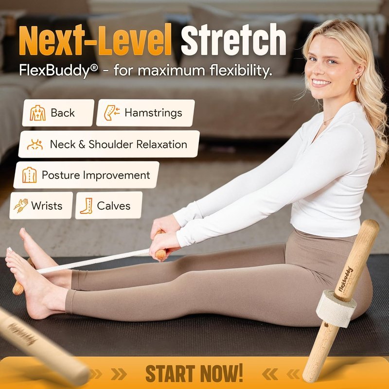 FlexBuddy® Stretching Tool - 2-in-1 Flexibility Trainer for Pain Relief | Compact Mobility Aid for Home & Gym