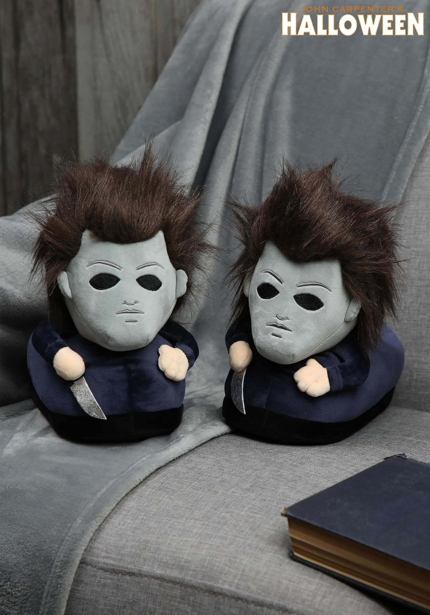 FUN.COM Michael Myers Halloween Slippers for Adults, Officially Licensed Halloween Movie Horror Slippers X-Small, Black, X-Small