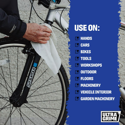UltraGrime Garage XXL Wipes Heavy Duty 80 Thick Big Wipes - Cleaning Wipes Heavy Duty - Heavy Duty Wipes - Bike Cleaning Wipes - Car Dashboard Cleaner - Leather Cleaning Wipes - Multi Purpose Wipes