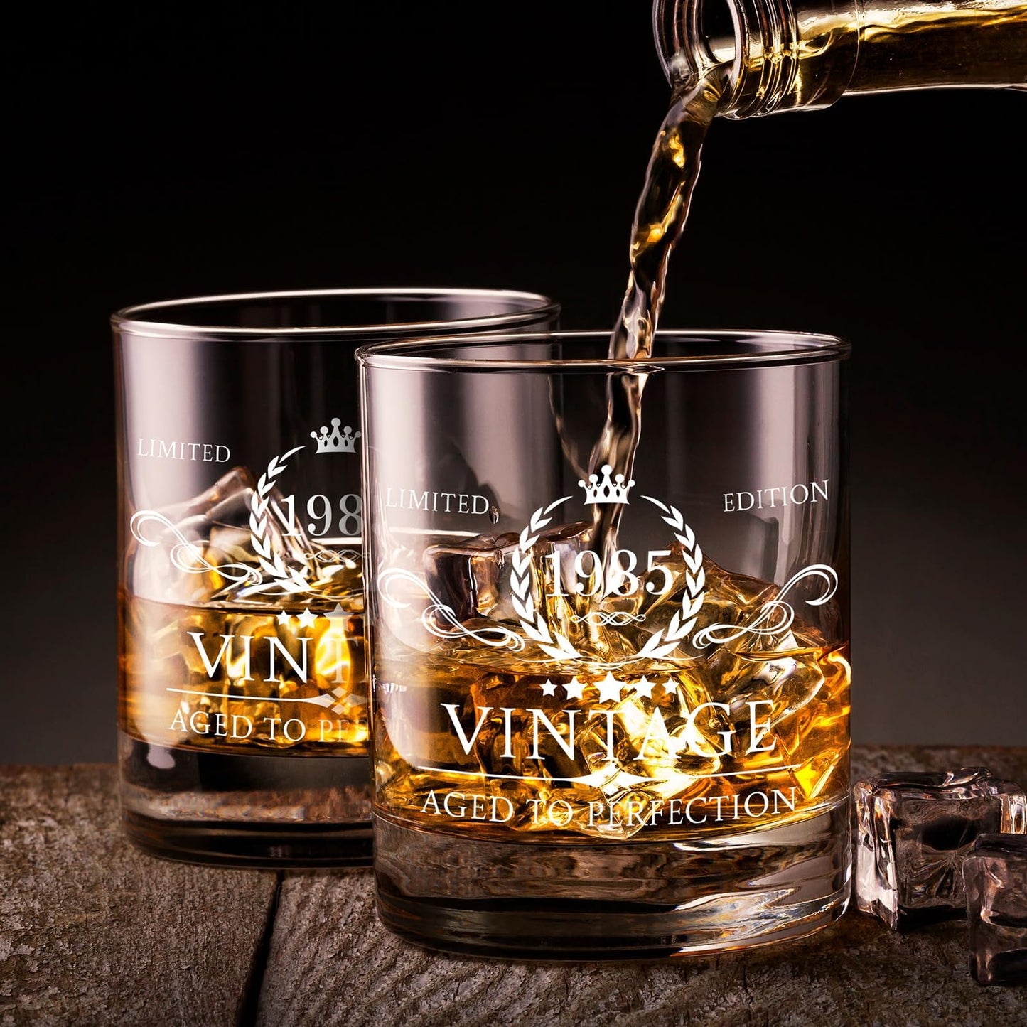 AOZITA 40th Birthday Gifts for Men - 40th Birthday Decorations for Men, Party Supplies - 40th Anniversary Ideas for Him, Dad, Husband, Friends - 11oz Whiskey Glass