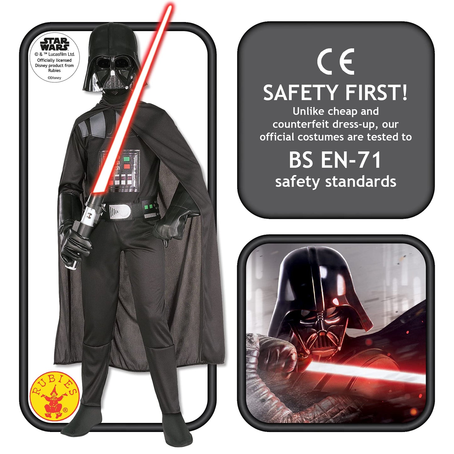 Rubies Official Disney Star Wars Darth Vader Costume, Teen Size Age 11-13 Years Halloween