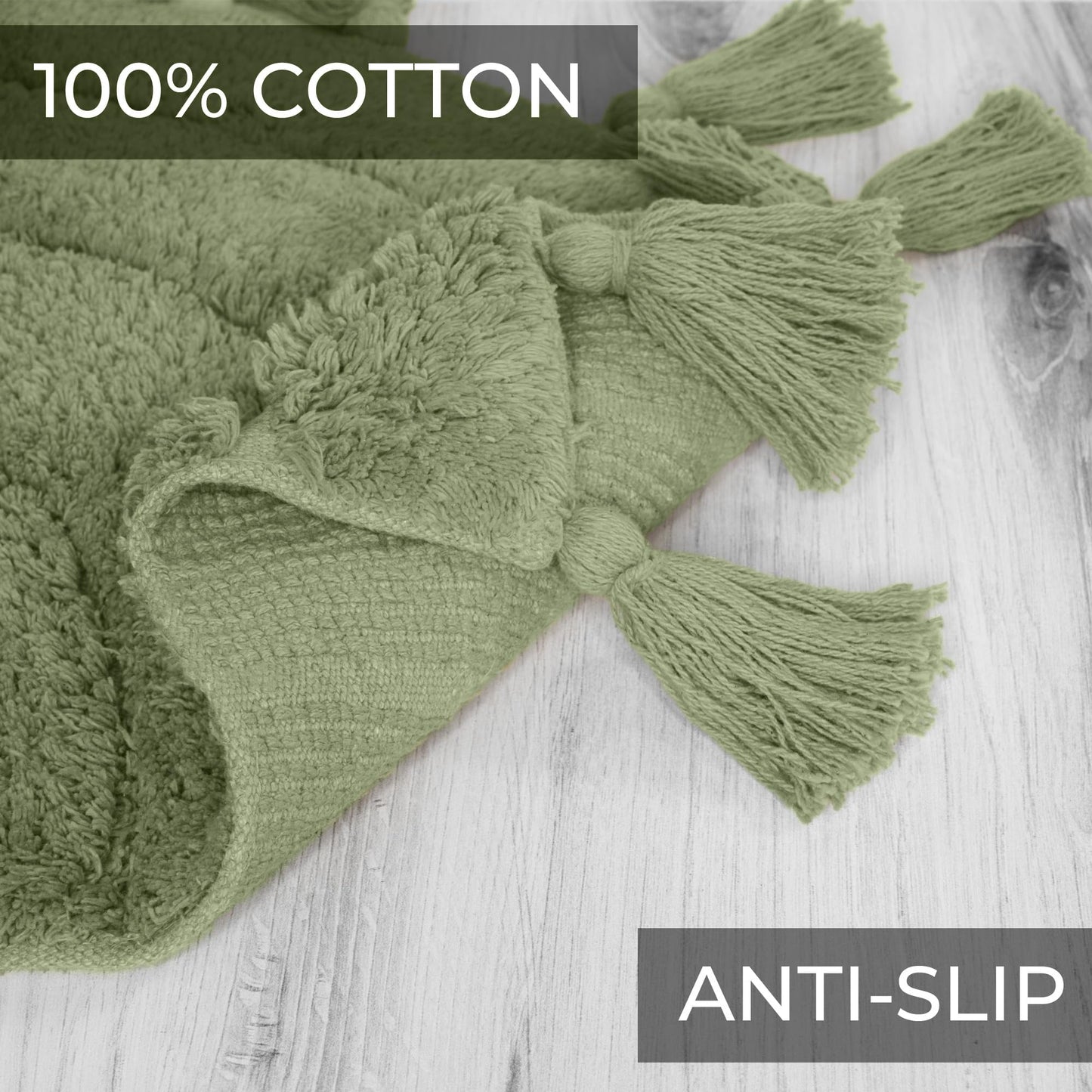 Beautiful Boho Rug with Tassels for Your Bathroom - Soft Half Circle 100% Cotton Mat Fits Perfectly Into Your Home - A Cute, Non-Slip and Absorbent Crochet Rug Ideal to Enhance Any Bath/Bedroom Decor
