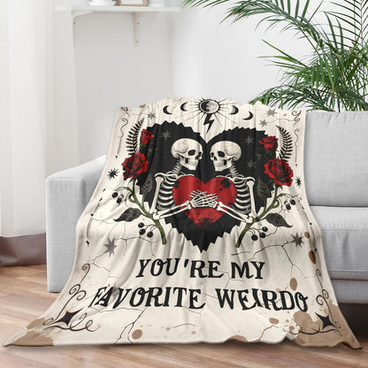 Halloween Skeleton Gifts for Women Men, Halloween Blankets and Throws, Anniversary Day Gifts for Husband Wife, Gift for Boyfriend Girlfriend, Halloweeen Decoration, Soft Skull Gothic Blanket 50" X 60"