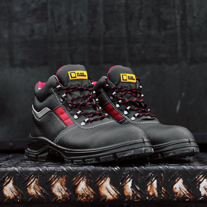 Black Hammer Mens Safety Boots Leather S3 SRC Black Steel Toe Cap Work Shoes Ankle 5993 (11 UK)