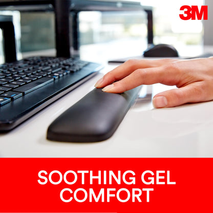 3M Gel Wrist Rest for Keyboards, Soothing 3M Gel Technology and Satin Smooth Cover for All Day Comfort and Support, Durable and Easy to Clean, 19", Black (WR85B)