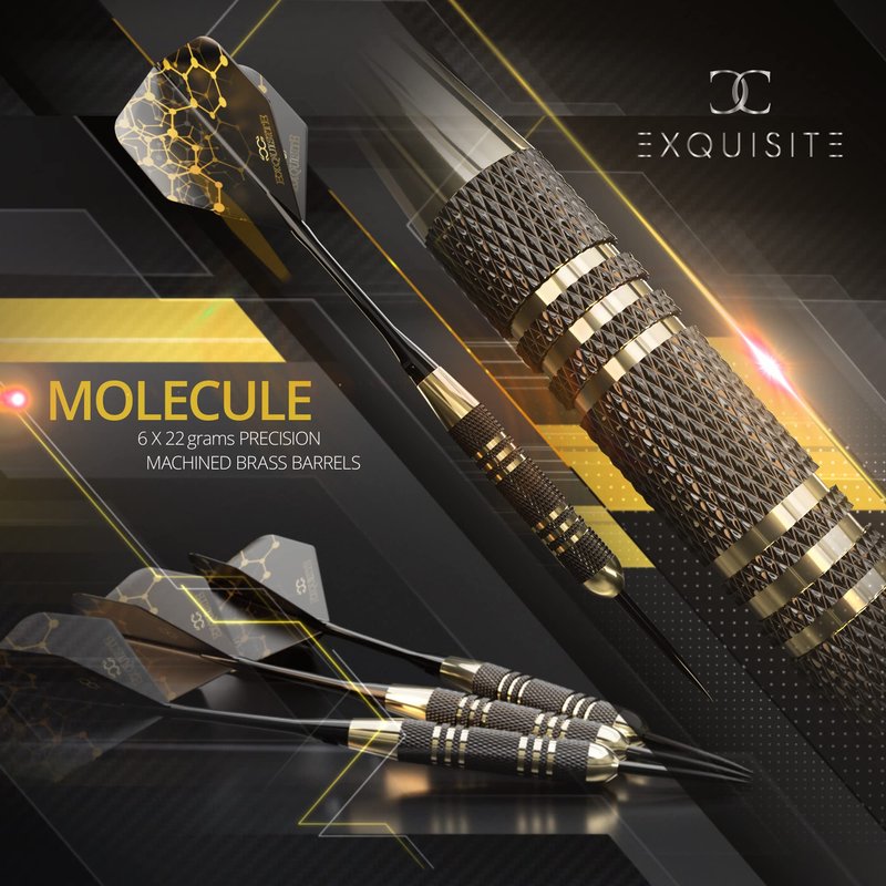CC-Exquisite Premium Steel Tip Darts Set - Professional Darts, Brass Barrels, Metal Tip Darts, Extra Flights, (12) Aluminum Shafts 35/48, O-Rings, Dart Tool, Dart Sharpener, Darts Case