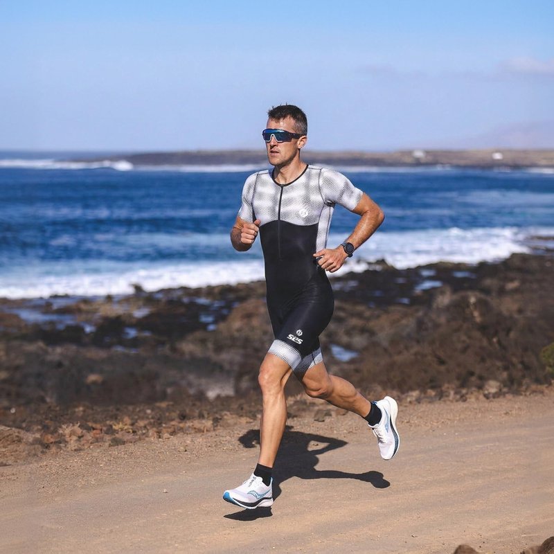 SLS3 Triathlon Suits Mens - Aerodynamic Sleeved Tri Suit Men – Lightweight Trisuit with Premium FX Fabrics - 2 Pockets (Blur, Medium)