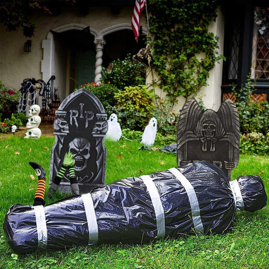 Halloween Decorations Corpse Dead Victim Props 60 inch Hanging Dead Body Decorations Scary Fake Corpse in Bag Indoor Outdoor Halloween Props Creepy Decor Haunted House Hanging Decorations (Black)
